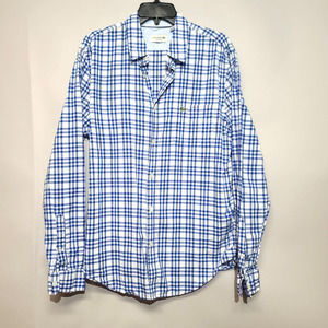 Lacoste Blue and White Plaid Casual Button Down Shirt